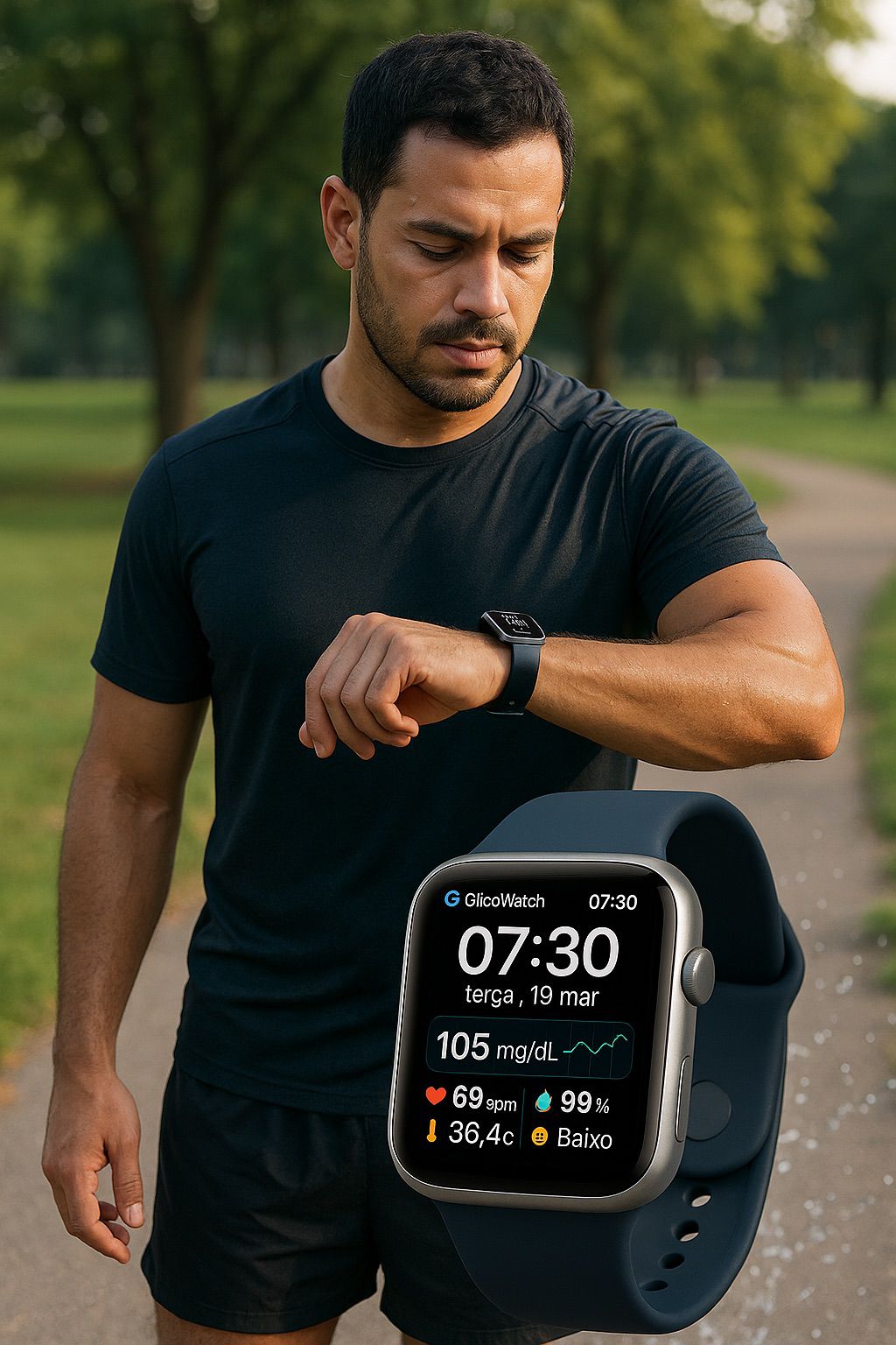 GlicoWatch durante corrida